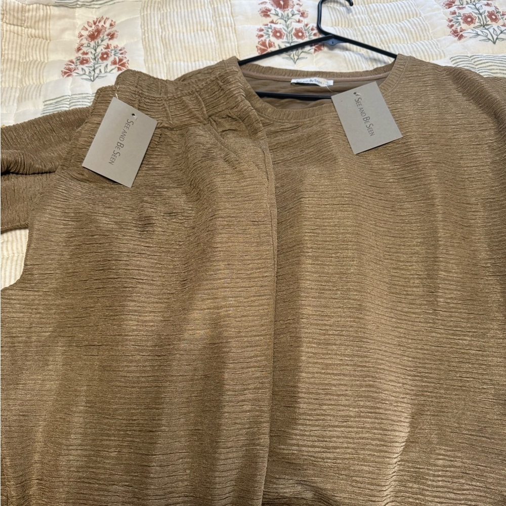 Brown Textured Women's Jumpsuit-2 piece
